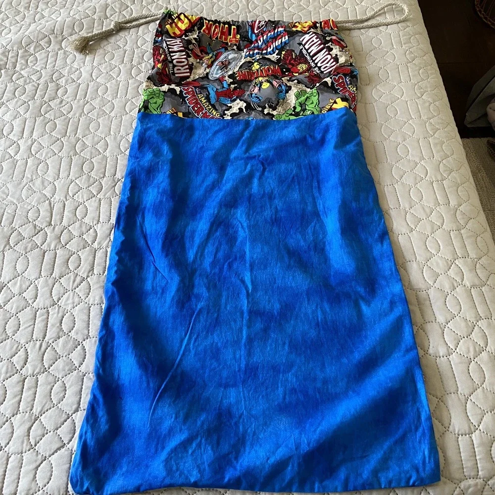 POTTERY BARN KIDS AVENGERS Marvel Comics Twin Size Flat Sheet Laundry Bag Lot